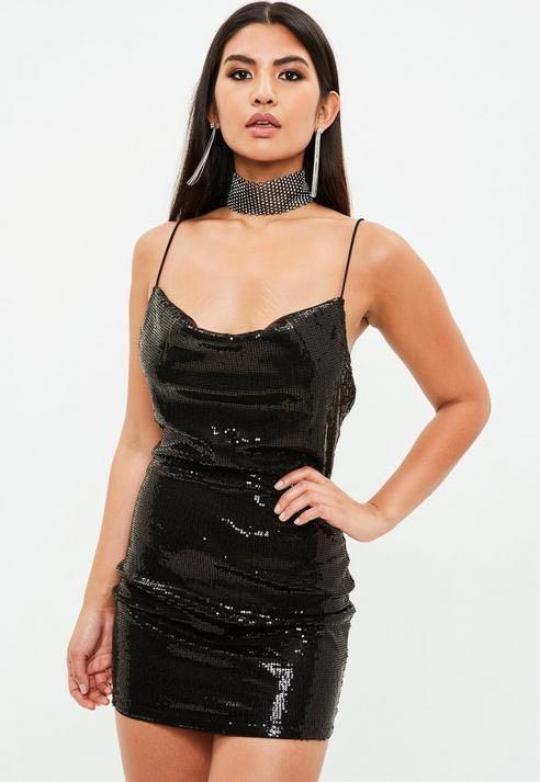 Missguided sequin cowl bodycon dress Women s Fashion Dresses Sets Dresses on Carousell
