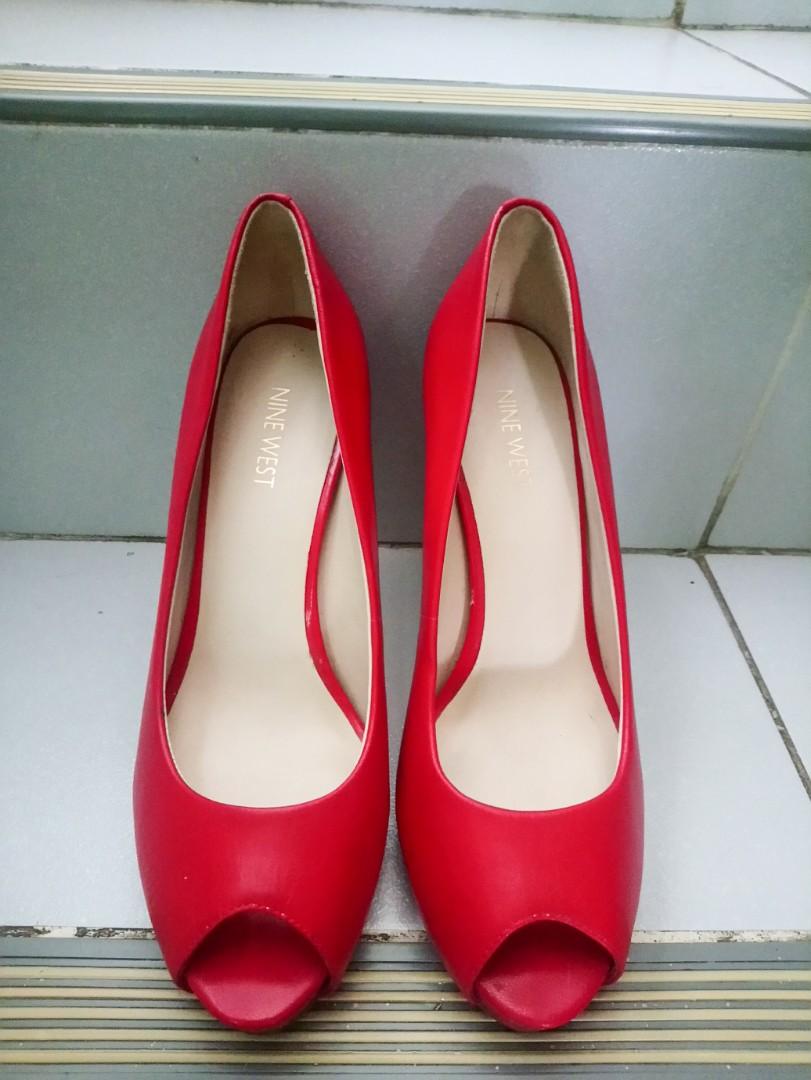nine west red high heels