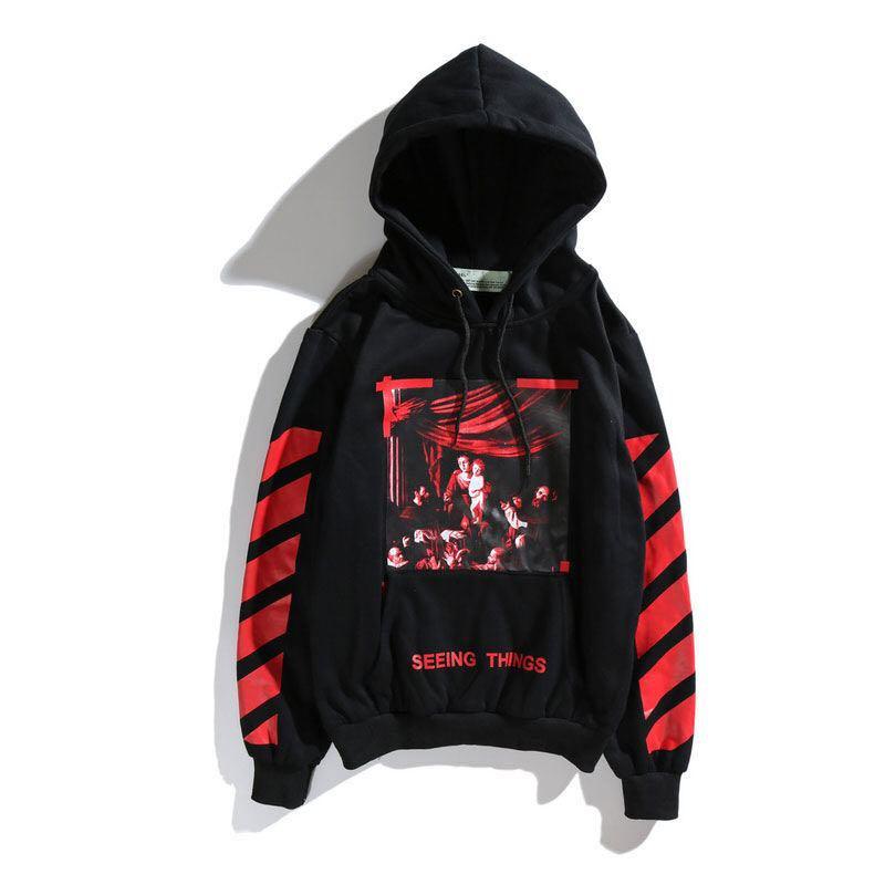 off white red hoodie seeing things