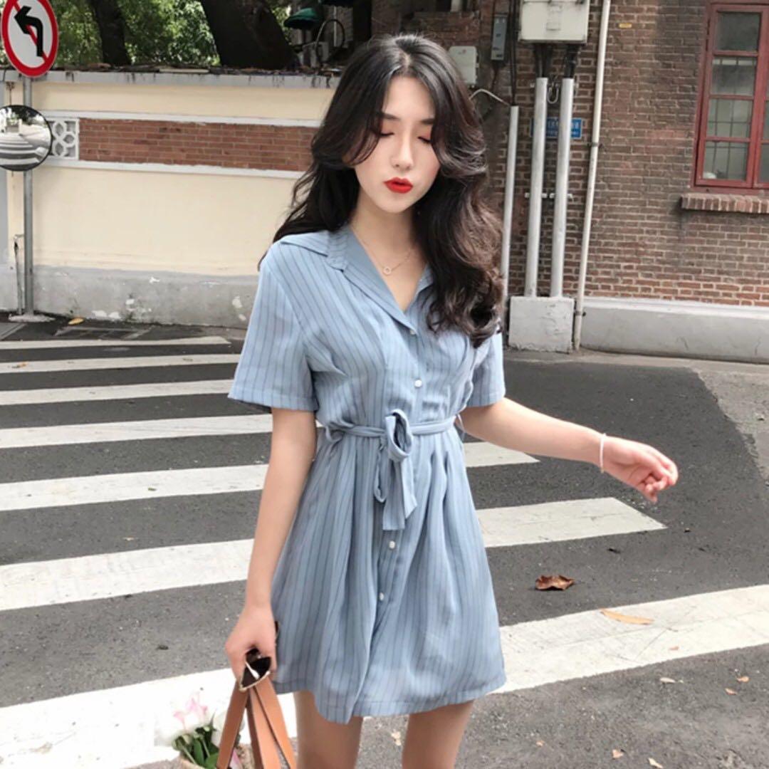 P O 2018 Korean Style Women Short Sleeves Polo Dress