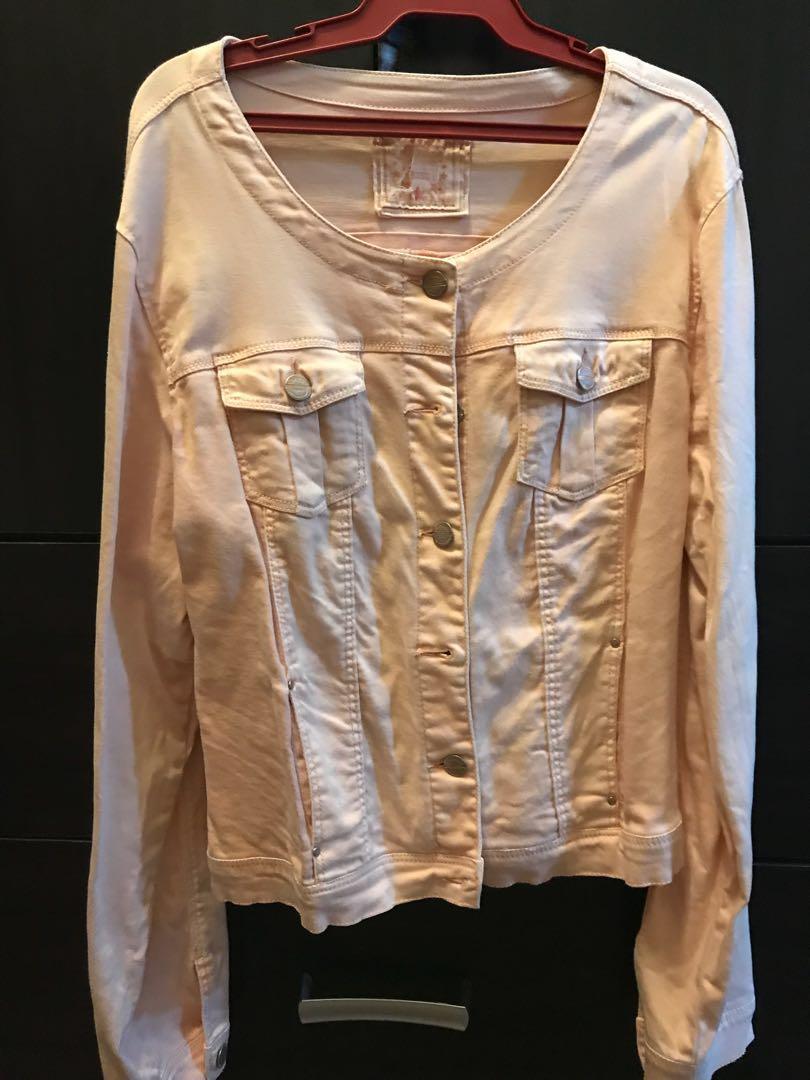 salmon pink denim jacket