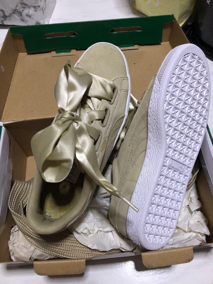 Puma suede heart best sale safari beige