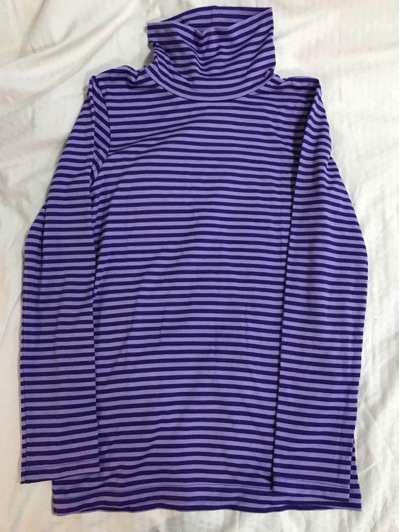 Purple striped top turtleneck