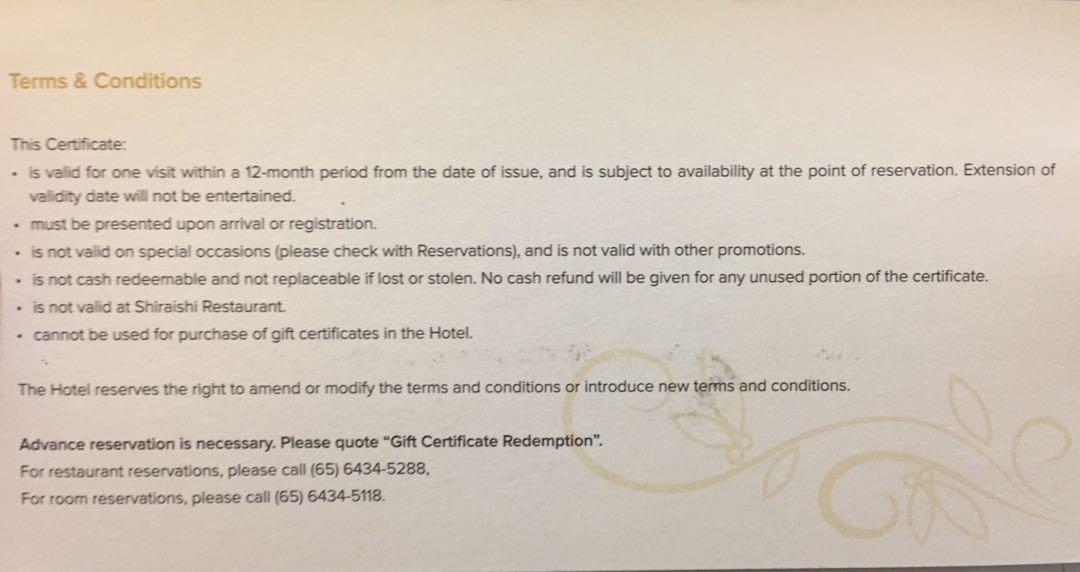 Ritz Carlton Gift Certificates Tickets Vouchers Vouchers on Carousell