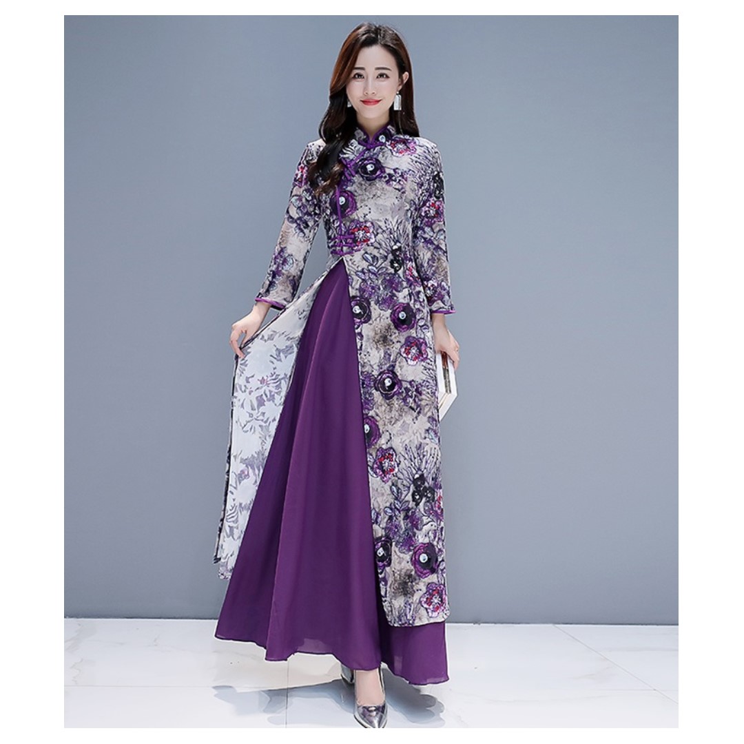 Purple cheongsam online