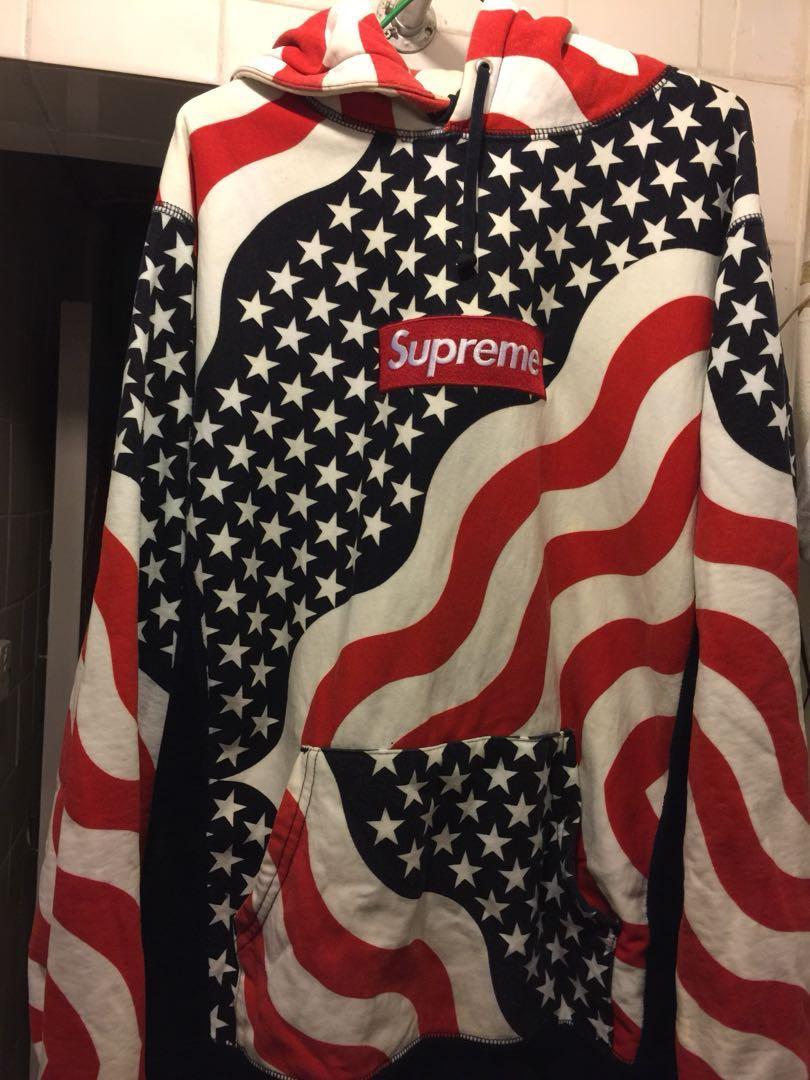 supreme box logo hoodie american flag