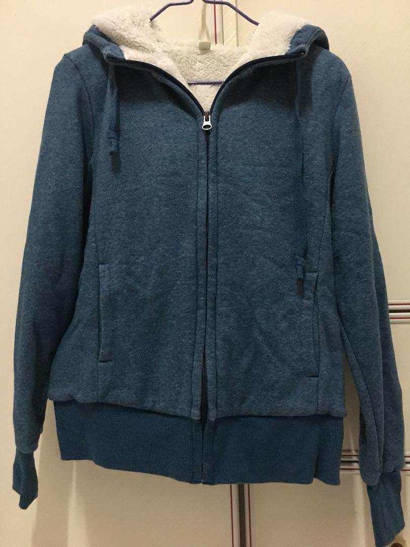 pile lined sweat full zip hoodie