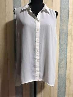 White sleeveless top