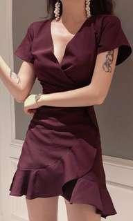Maroon wrap dress