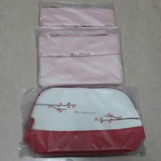 全新shu uemura粉紅色皮化粧袋64216903292035110