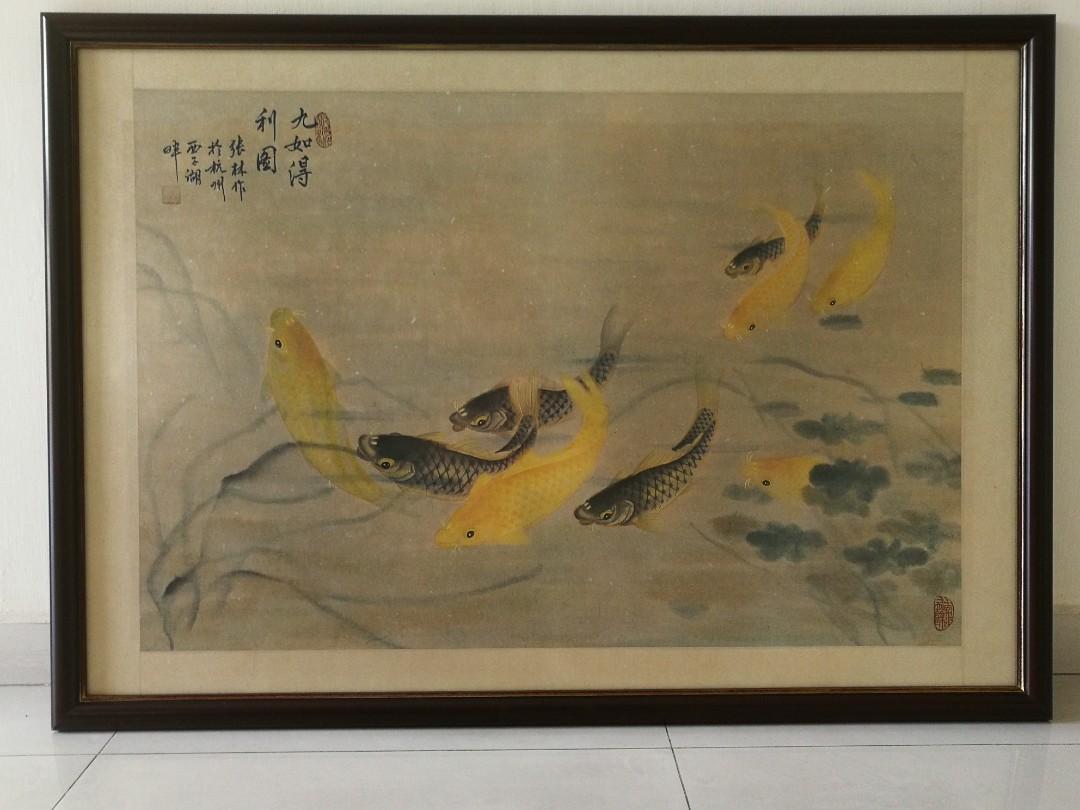 9 Fishes Chinese Painting For Sale Design Craft Art Prints