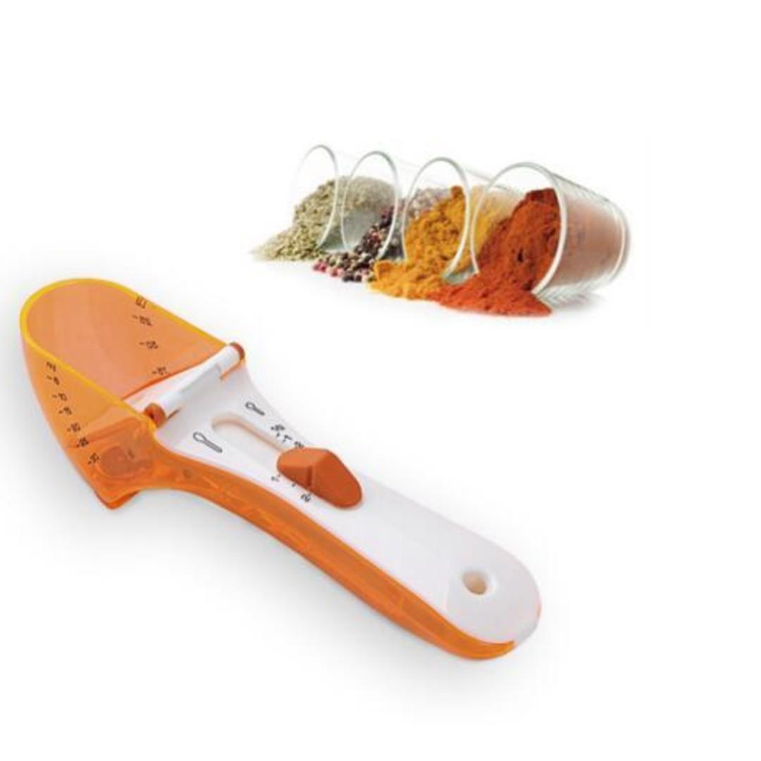 Adjustable Measuring Spoon (Category: Bakeware) located in Manila. Submitted by trustradeglobal (Listing ID 205897253, Image 2). Description: Combine all teaspoons and tablespoons into a handy tool. You don't need to buy more different sizes of measuring spoons to pile up in your kitchen. There are three measurement units: tsp, tbsp, Metric ML, ounce to satisfy all your needs. You can move the slider back and forth to measure. This tool is a must