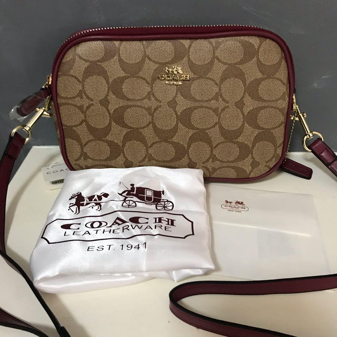 Authentic Coach 2 Zipper Sling Bag, Women's Fashion, Bags & Wallets,  Cross-body Bags on Carousell
