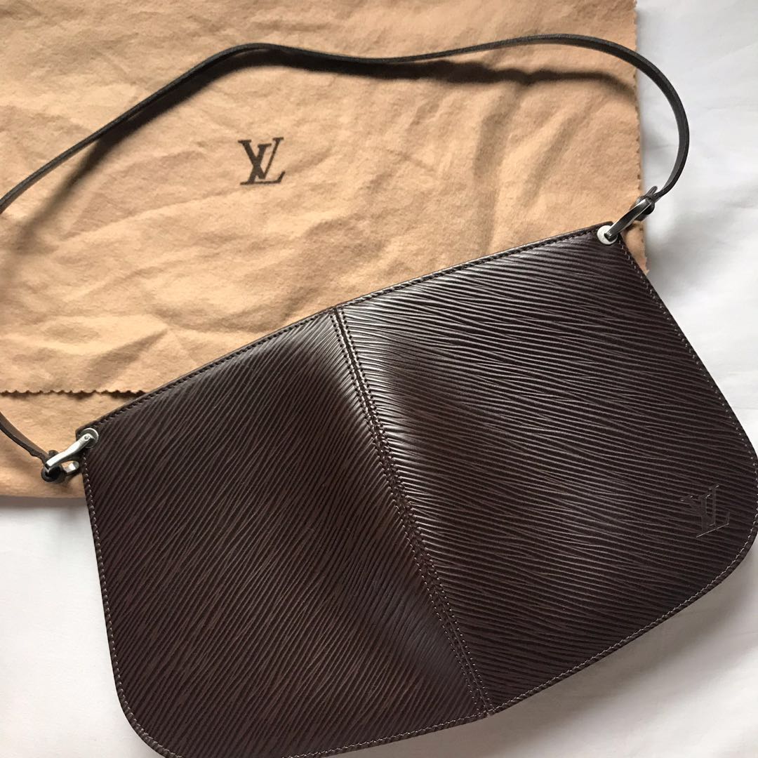 Louis Vuitton Demi Lune epi black pochette, Luxury, Bags & Wallets