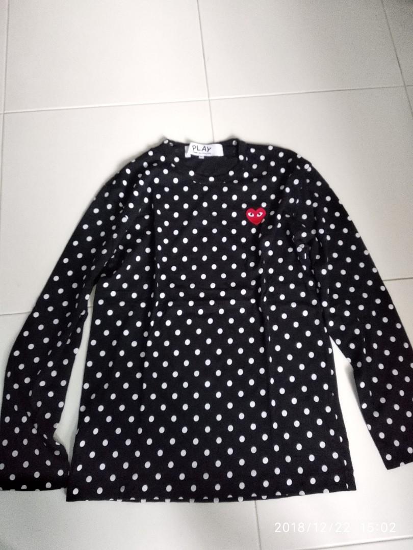 cdg long sleeve polka dot