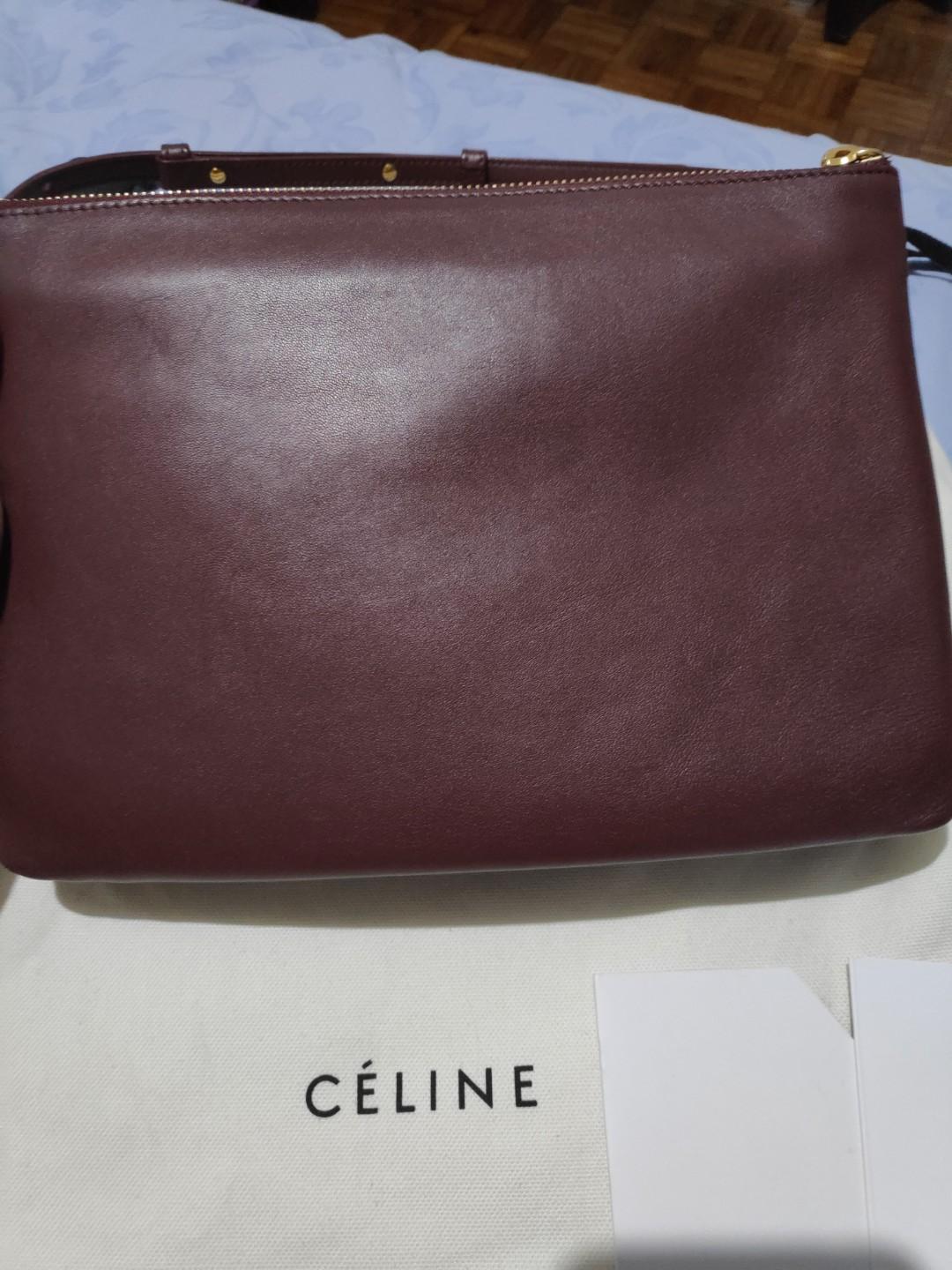 Trio leather crossbody bag Celine Burgundy in Leather - 32658571