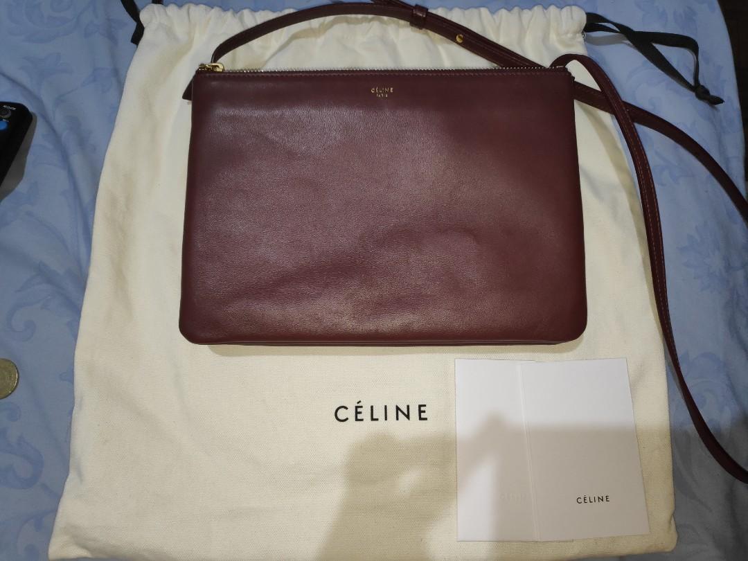 Trio leather handbag Celine Burgundy in Leather - 34836521