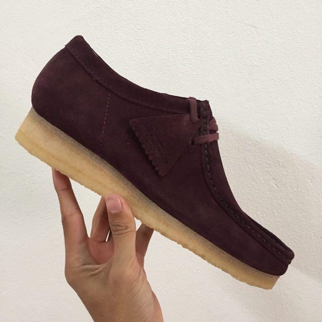 Burgundy suede wallabees on sale