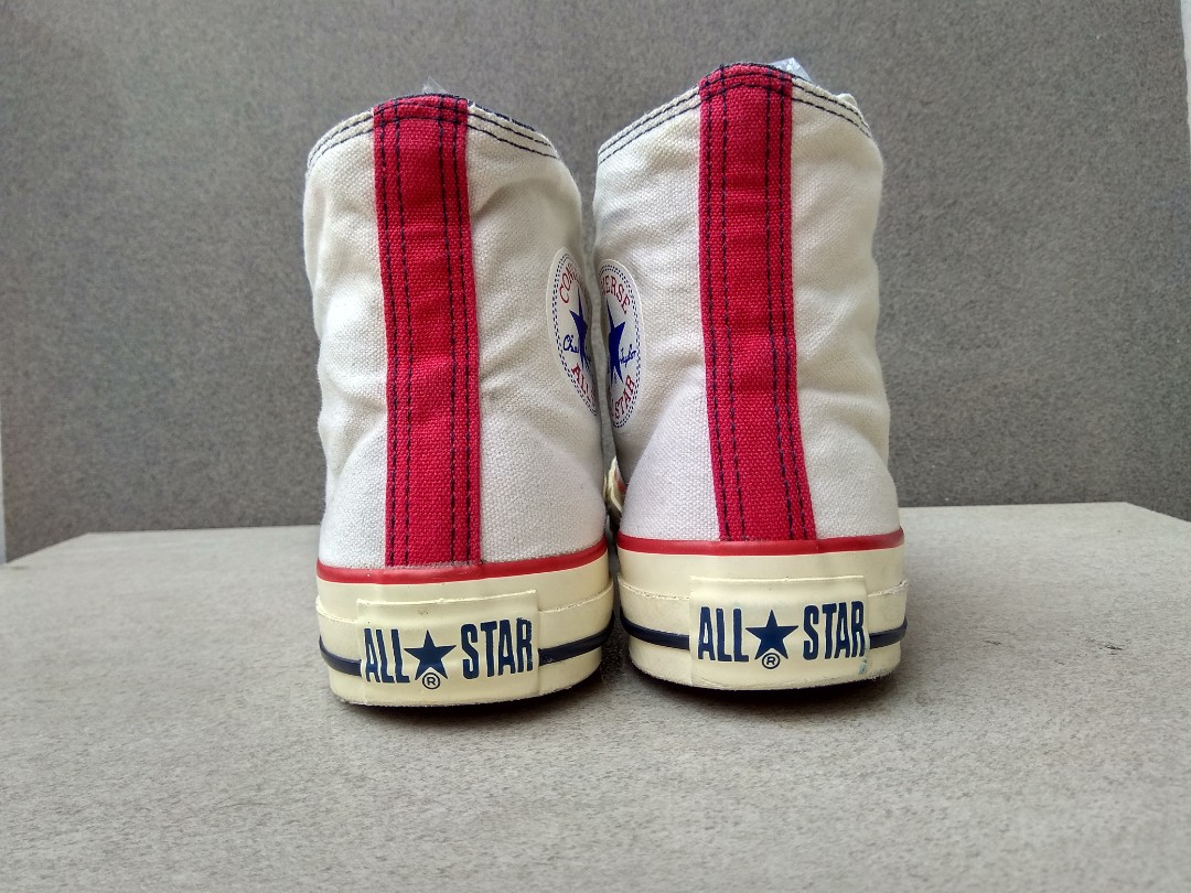 Converse White Double Tongue 39 40 Fesyen Pria Sepatu Sneakers
