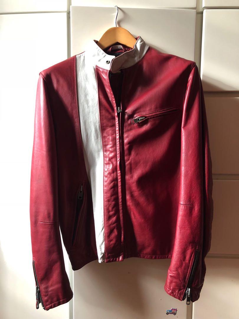 gap product red leather jacket