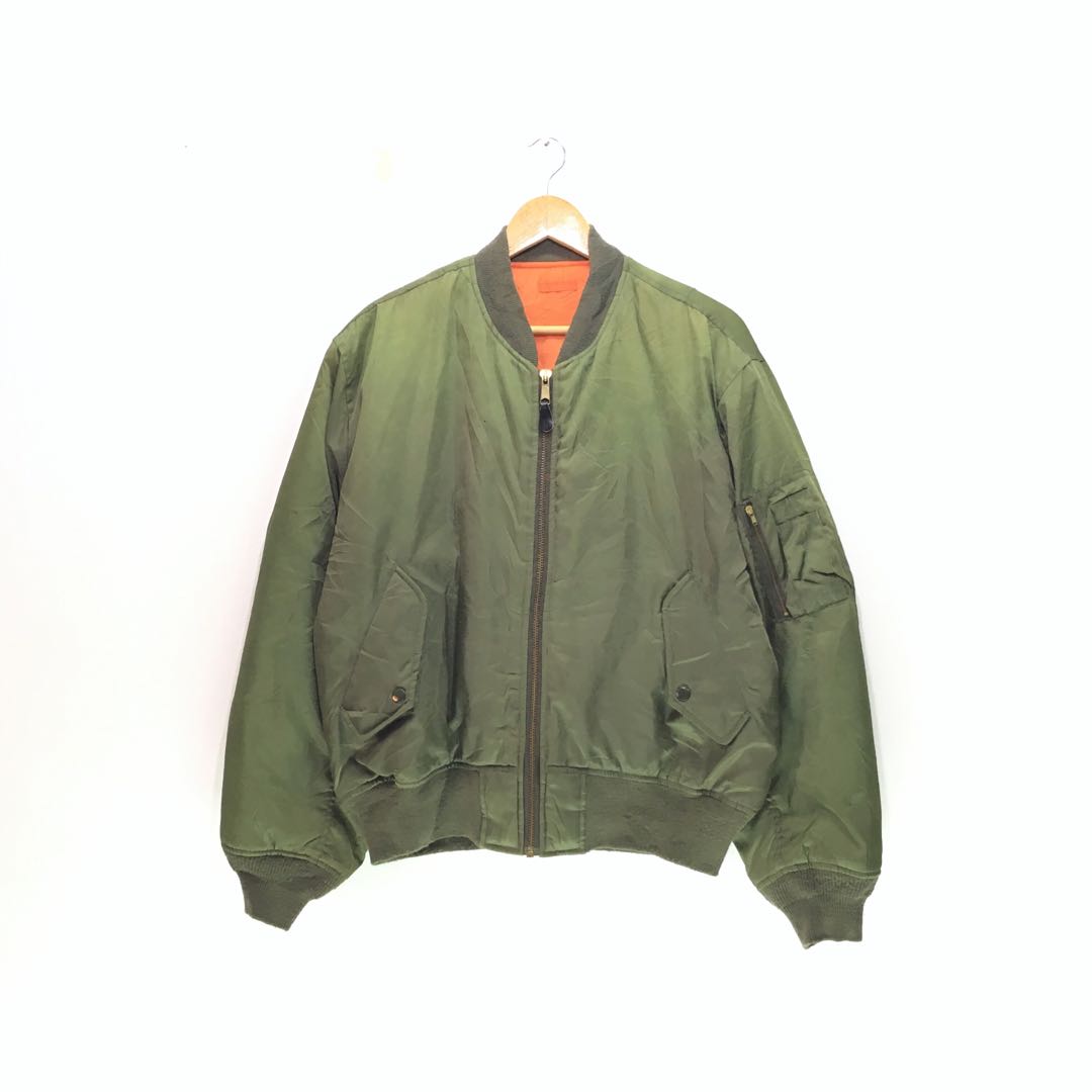 Green Army Flight Jacket Ma1 Bomber Military Alpha Industries, Women's Fashion, Coats, Jackets
