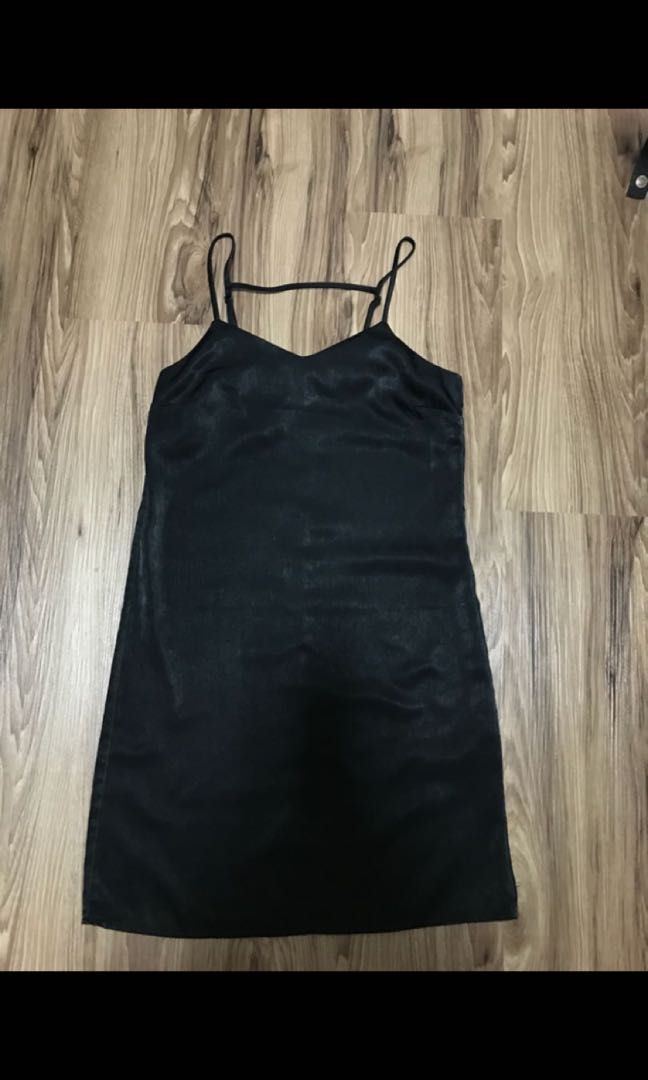 h&m black satin dress