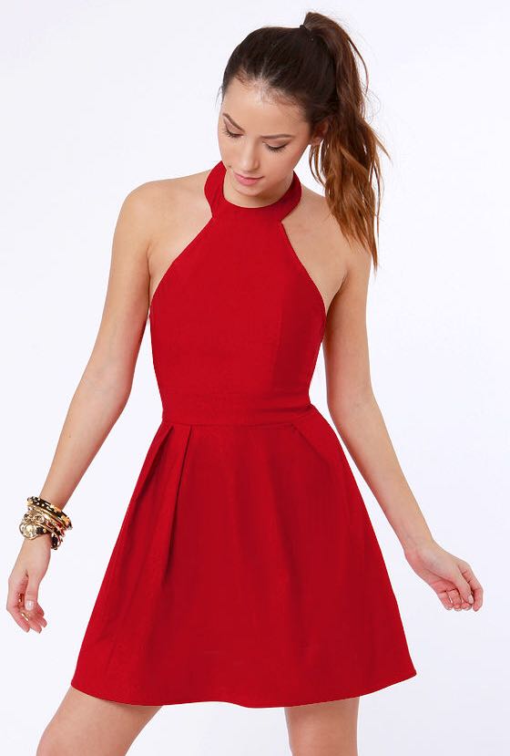 H M Halter Neck Skater Dress Women s Fashion Tops Sleeveless on