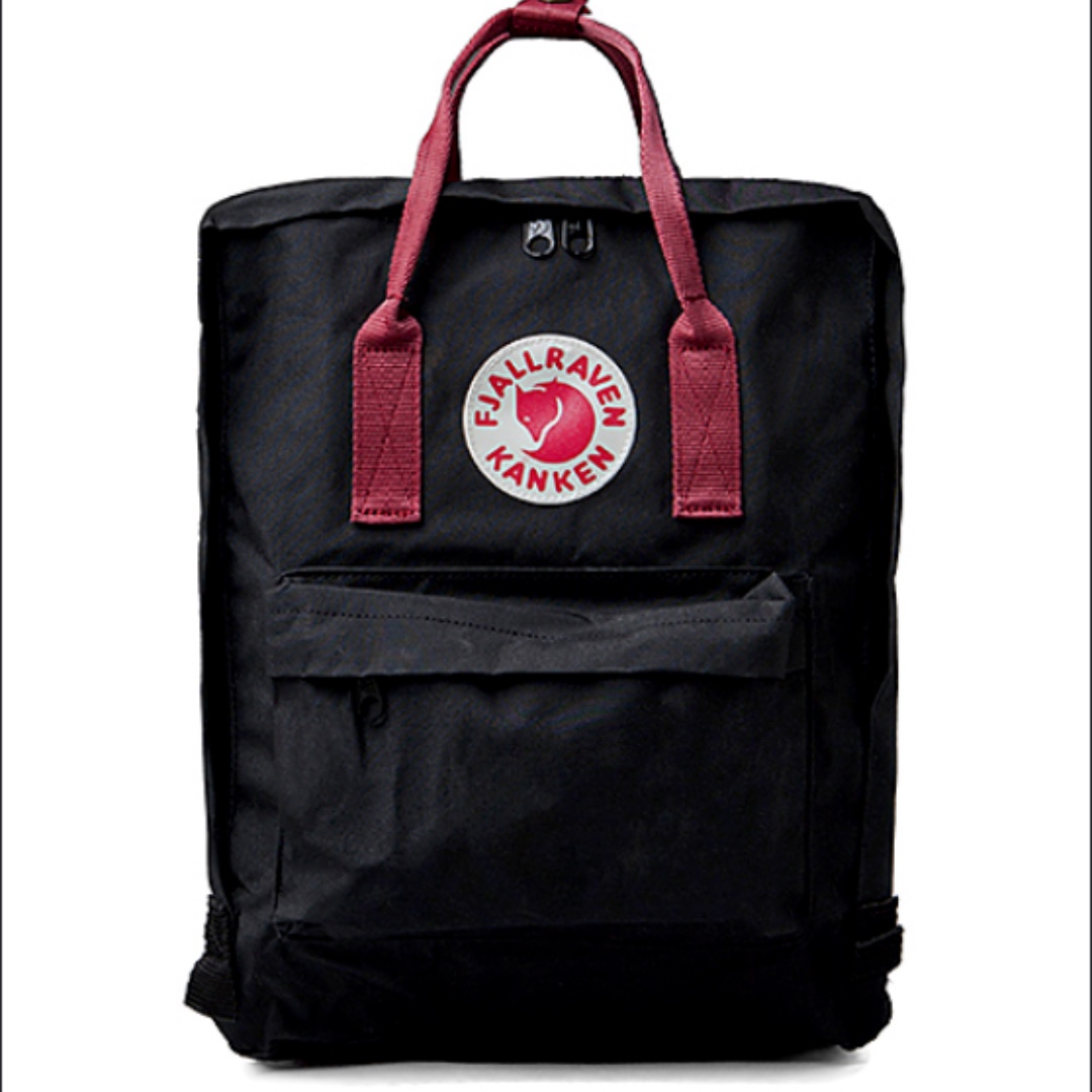 Kanken Bag Black with Red Ox straps last 2 left discounted pricing