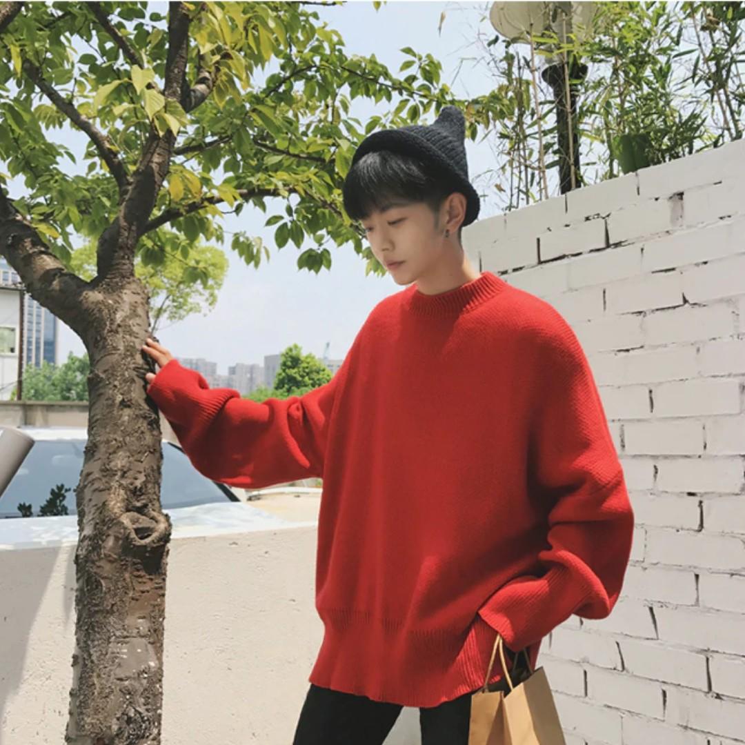 Red sweater mens fashion discount