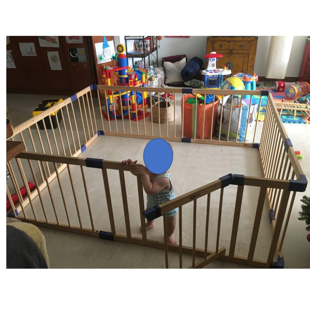 large wooden playpen