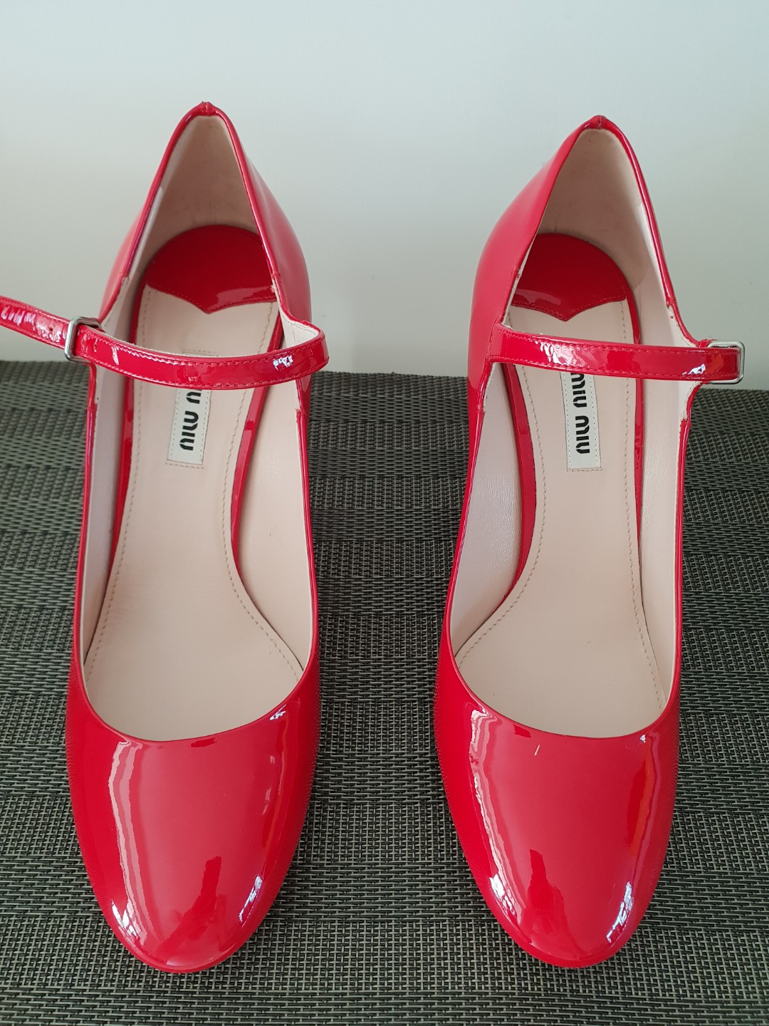 red leather mary jane shoes