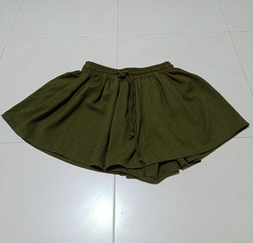 green flowy shorts