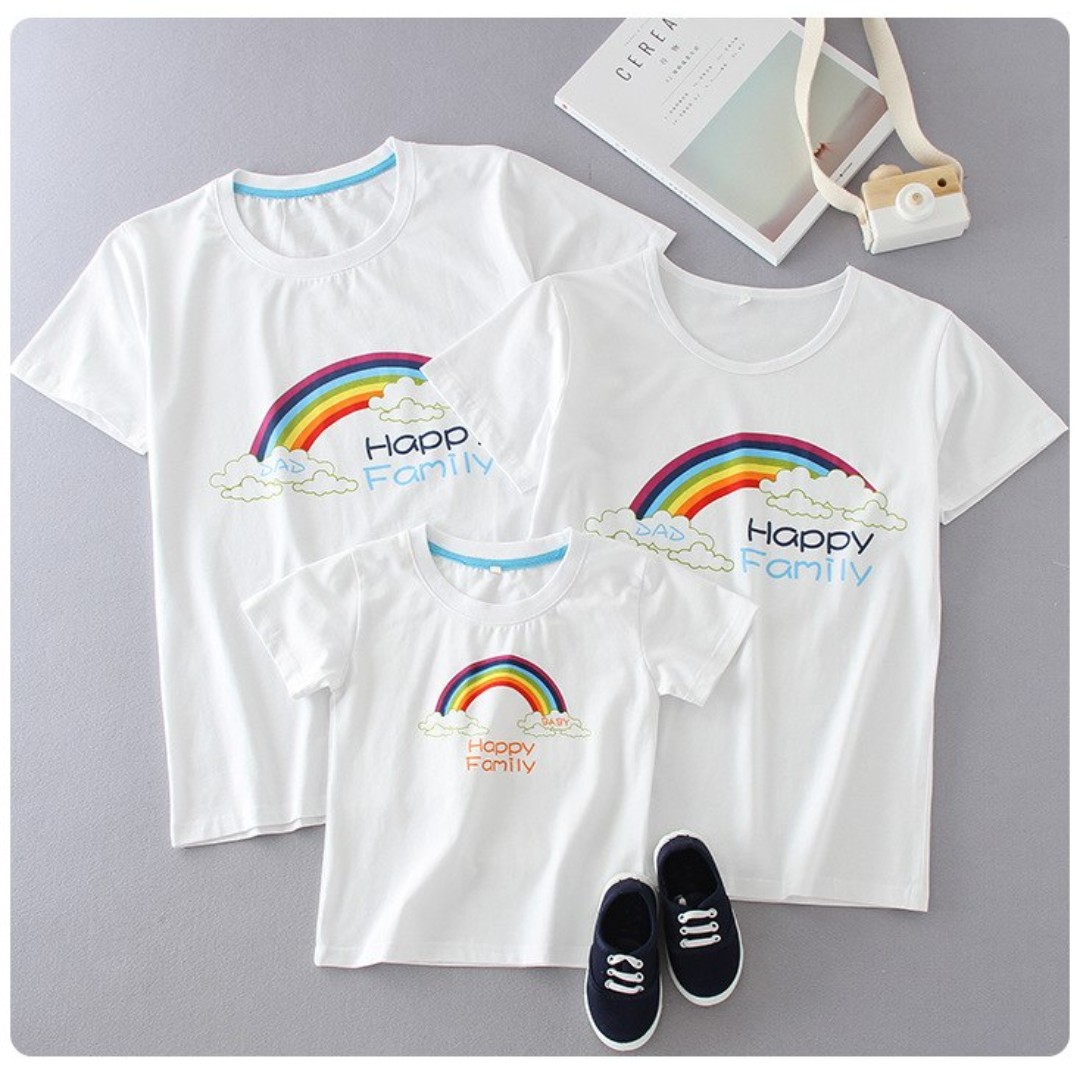 Rainbow Printed Family Matching Outfits Clothes Set Mother Girl
