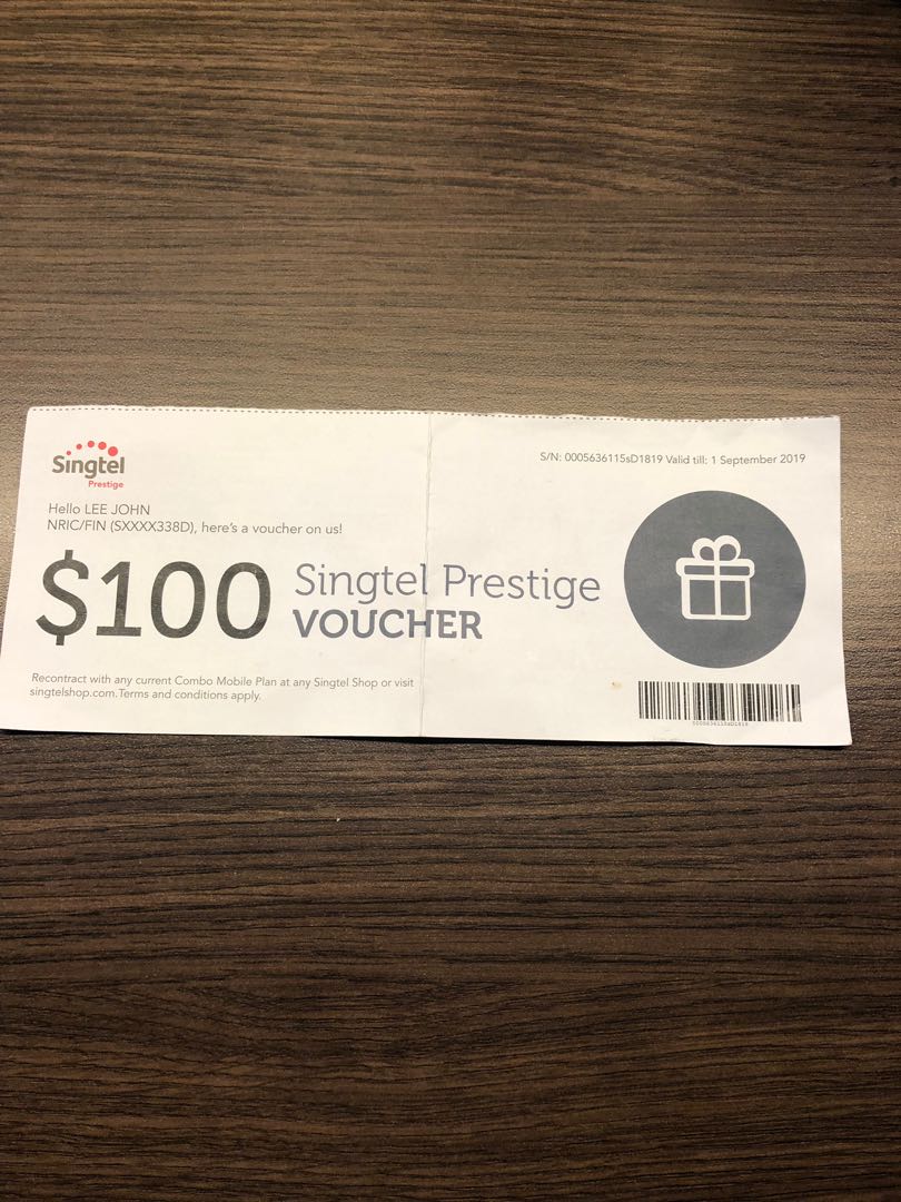 Singtel Prestige Voucher 100, Tickets & Vouchers, Vouchers on Carousell