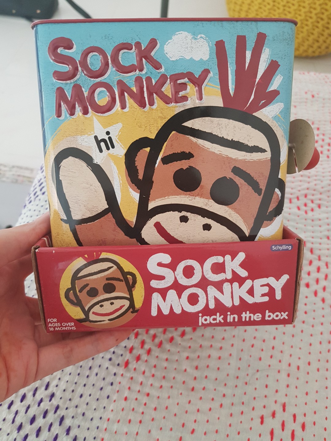 Sock Monkey Jack in the Box, Hobbies & Toys, Toys & Games on Carousell