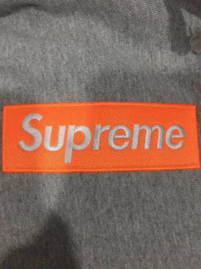 Supreme FW17 box logo hoodie grey orange