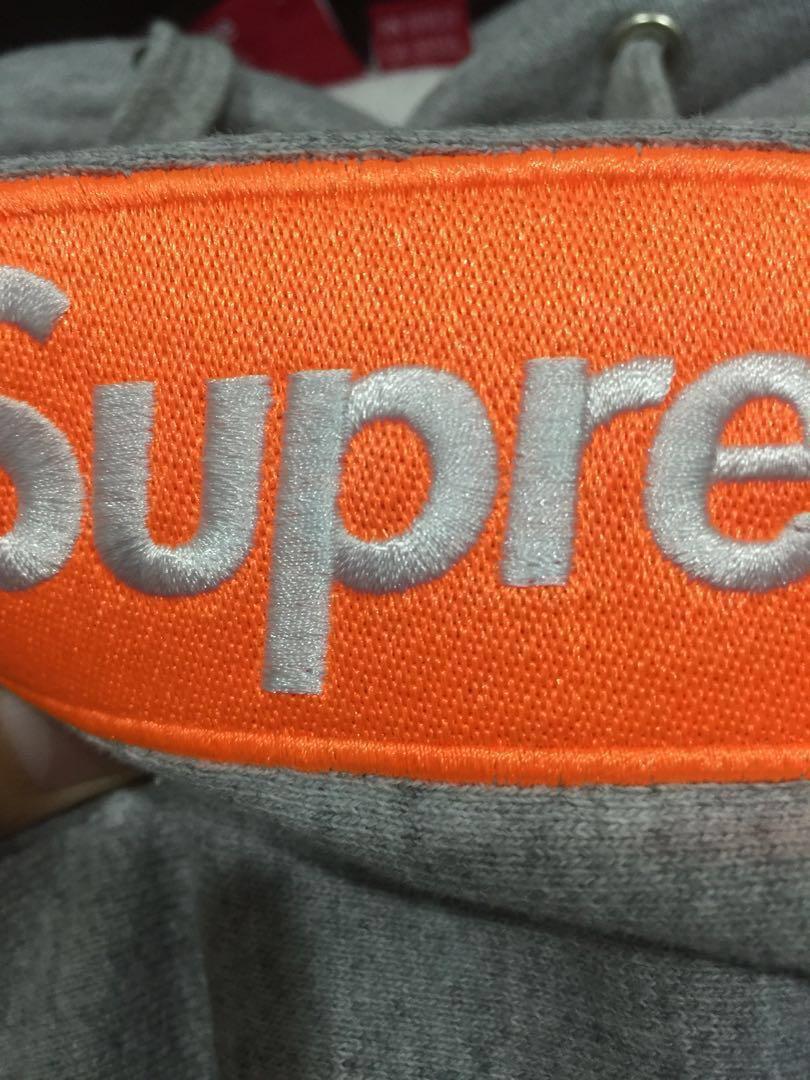 Supreme FW17 box logo hoodie grey orange