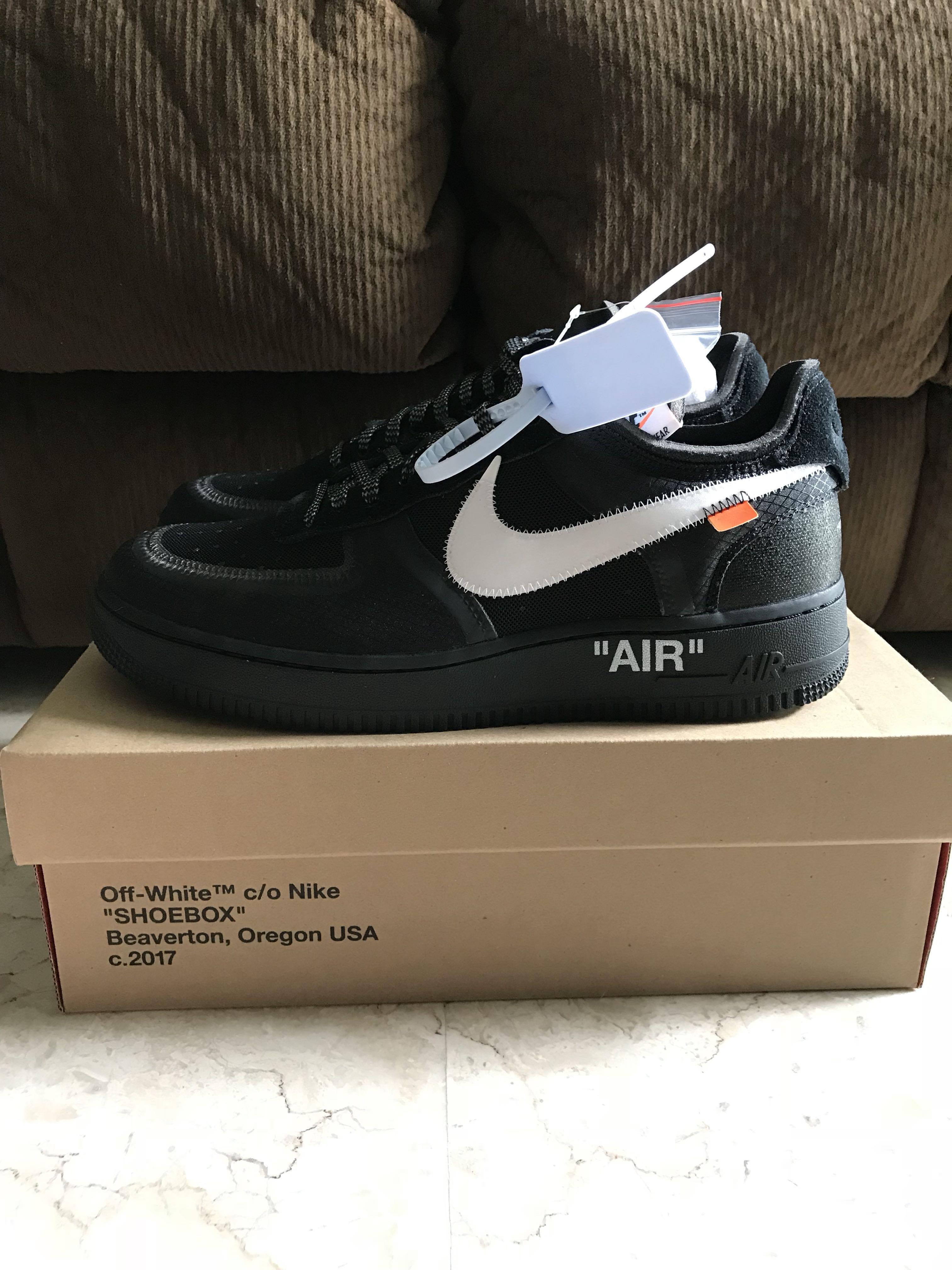 US 9 Off White Nike Air Force 1 “Black 