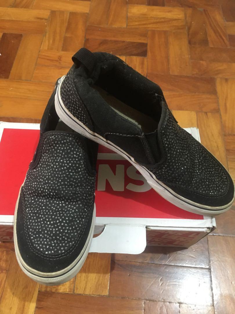 vans black slip ons kids