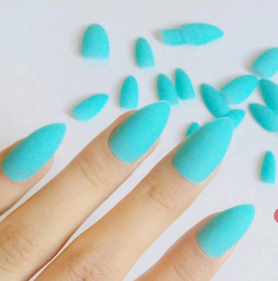 24pcs Fashion Turquoise Light Blue False Nails Matte Fake Nail Tip 24pcs Fashion Turquoise Light Blue False Nails Matte Fake Nail Tip