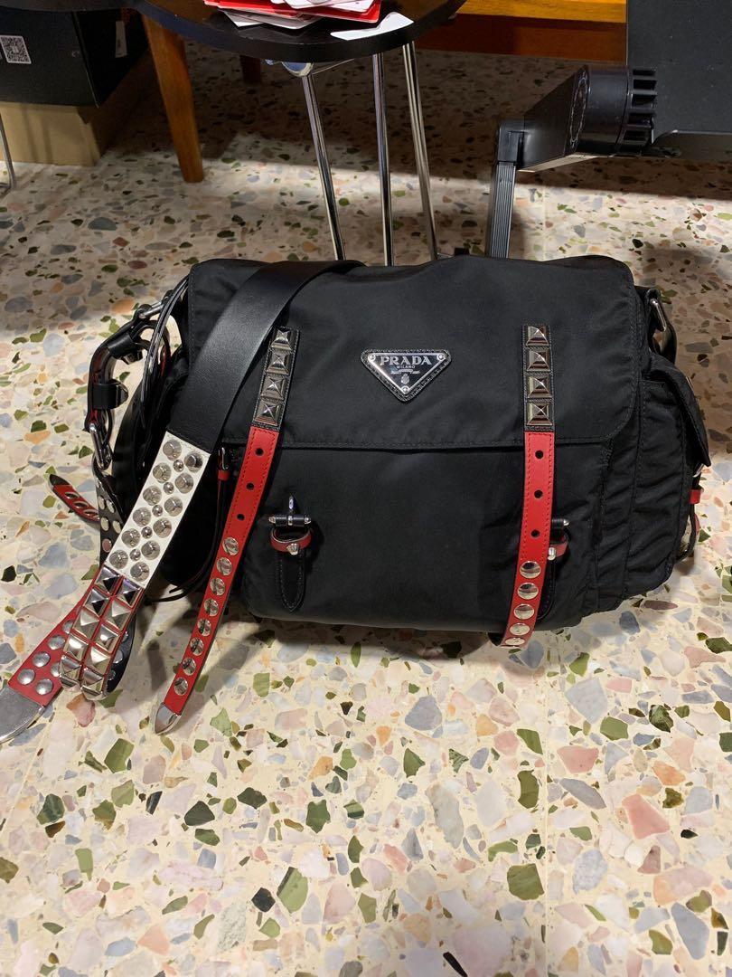 ? Auth Prada studded nylon Sling bag, Luxury, Bags & Wallets on Carousell