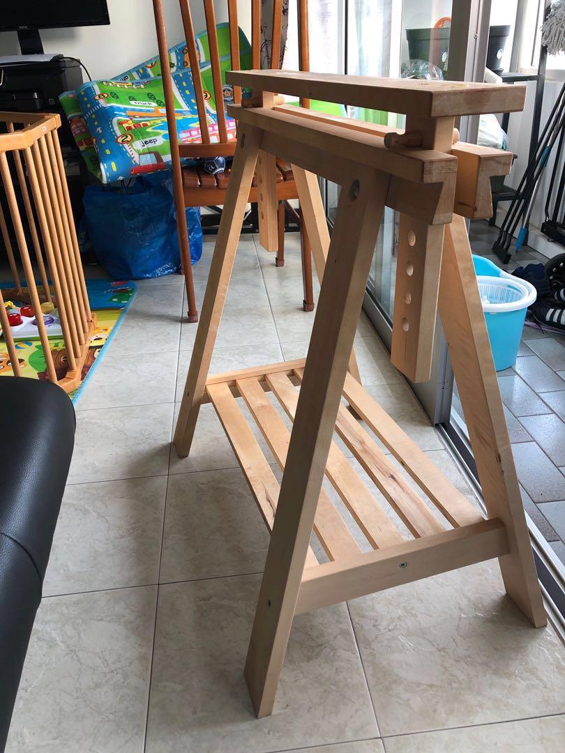 Bnib Ikea Gerton Table Top With 2 Finnvard Tresles