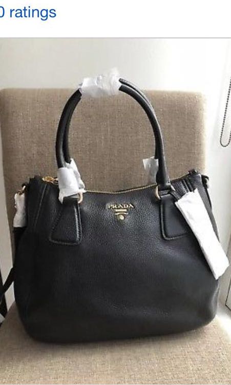 prada black leather handbag