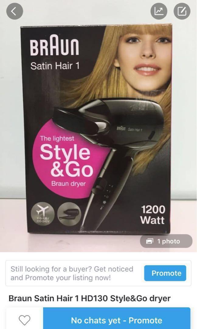 Braun Satin Hair 1 lightest style go dryer HD130 Beauty Personal Care Hair on Carousell