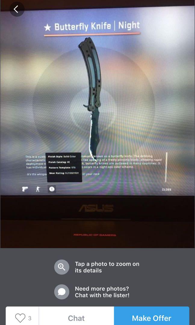Butterfly Knife Night Ft Toys Games Video Gaming In Game Products On Carousell