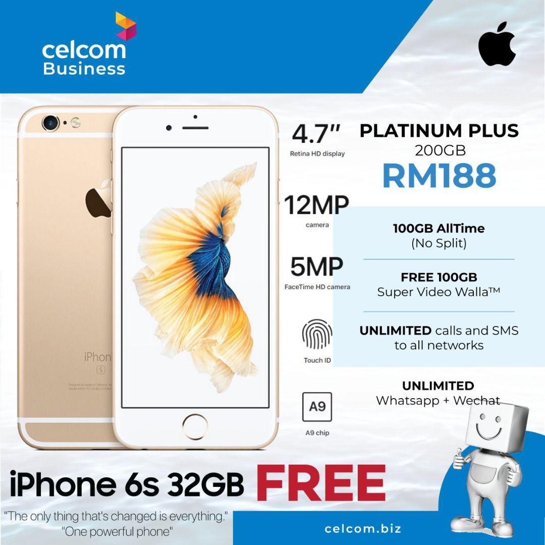 Celcom 200gb Iphone 6s 32gb Mobile Phones Tablets Iphone Iphone 6 Series On Carousell