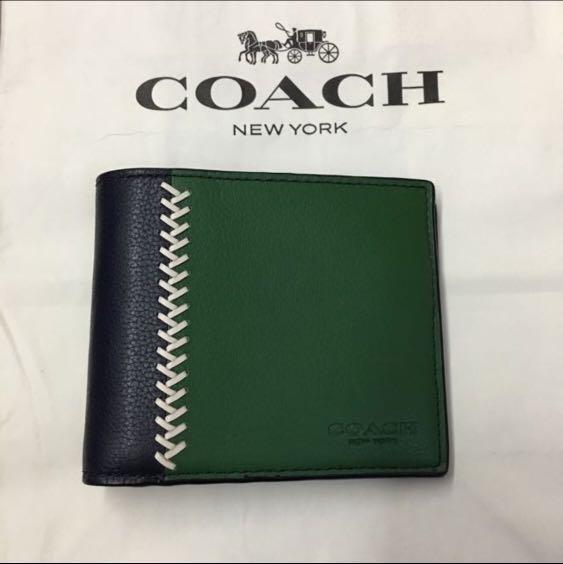 Coach Wallet Men Leather Green Blue Baseball Series Luxury Bags Wallets Wallets On Carousell