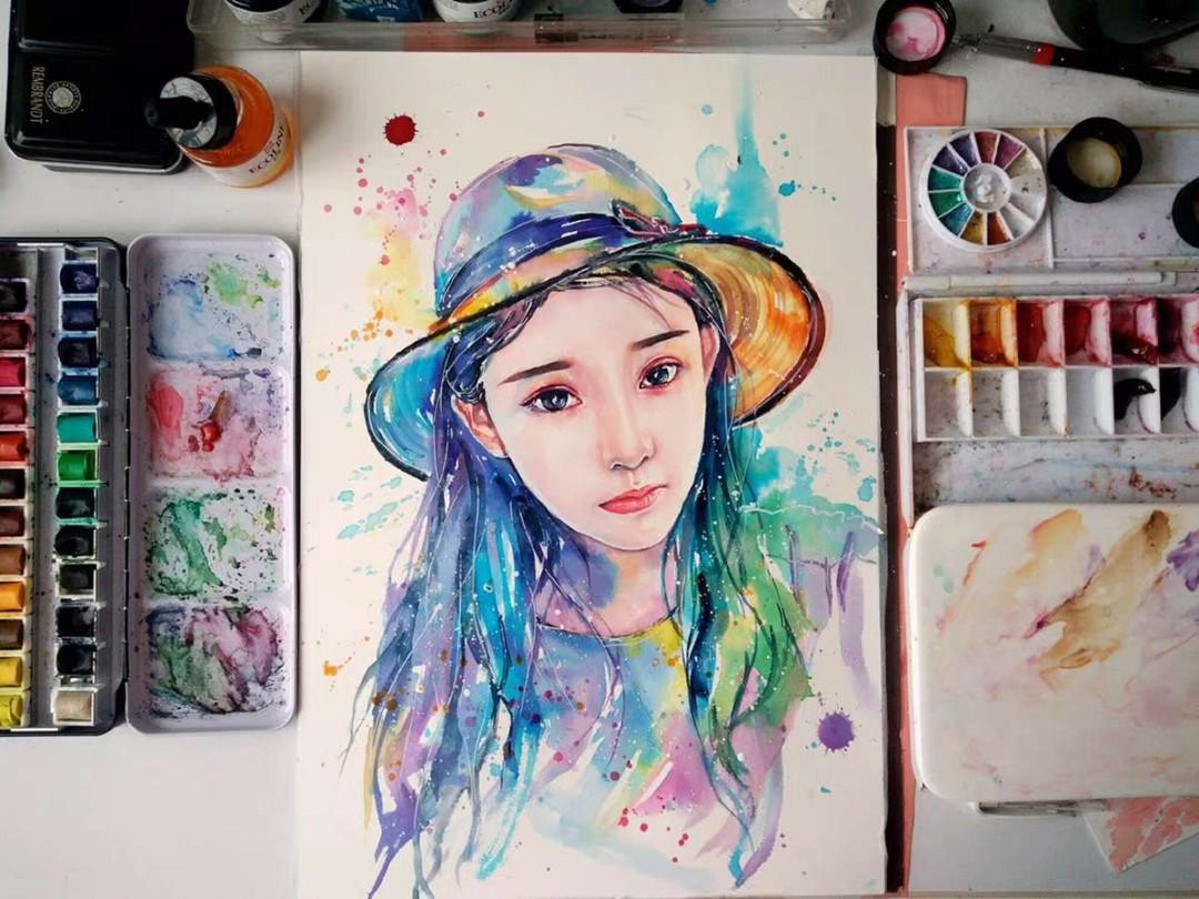 Customised Watercolor Protrait Drawing From Photo Family Portrait
