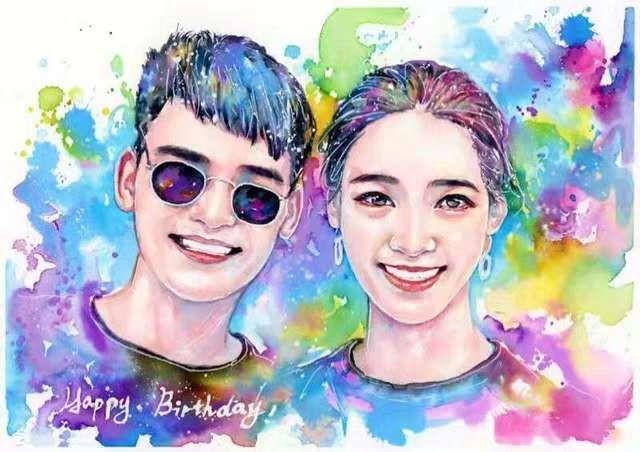 Customised Watercolor Protrait Drawing From Photo Family Portrait