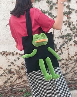 Pepe Meme Frog Womens Canvas Hobo Handbags Shoulder Bag Tote Bag Pepe Meme Frog Womens Canvas Hobo Handbags Shoulder Bag Tote Bag